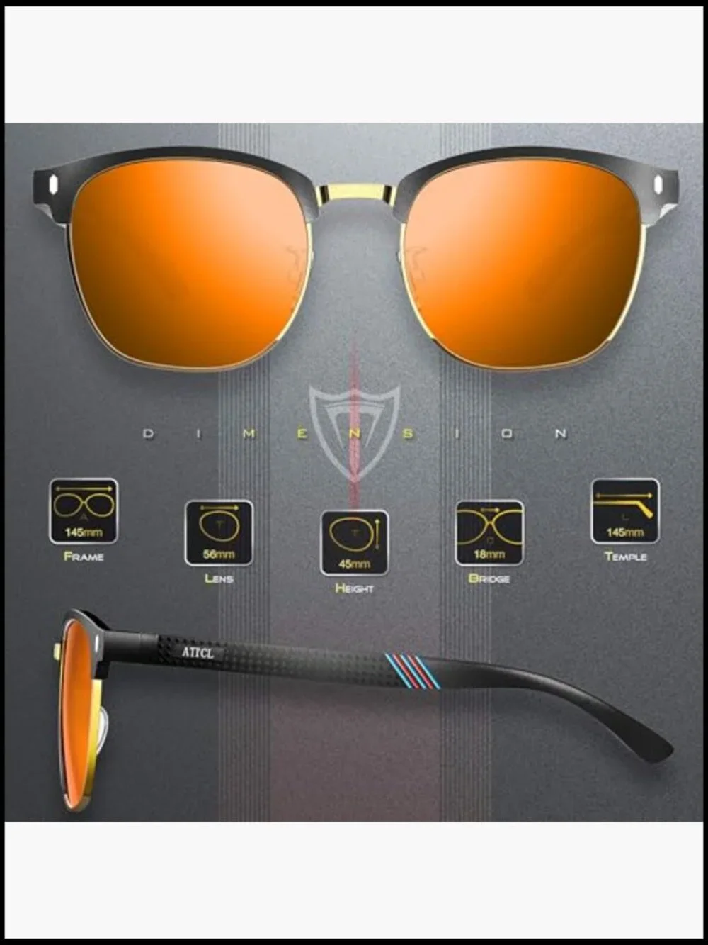 Polarized Sunglasses Men Driving UV400 Lightweight Al-Mg Metal Frame Semi